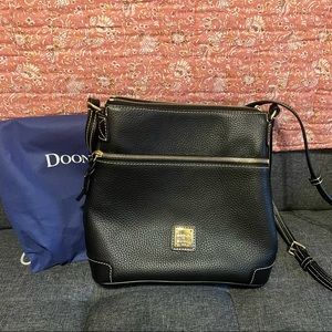 Dooney & Bourke Black Leather Crossbody with Gold Hardware